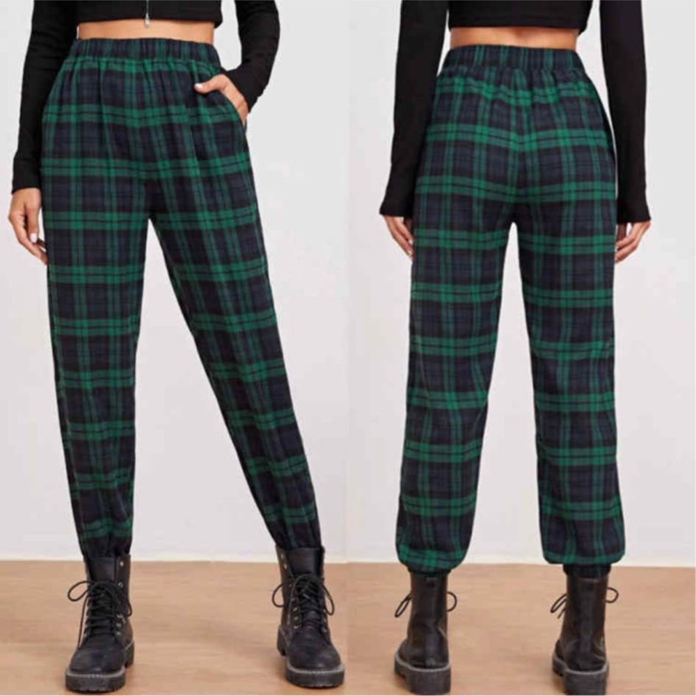 NWOT Green Plaid HighWaist Pants